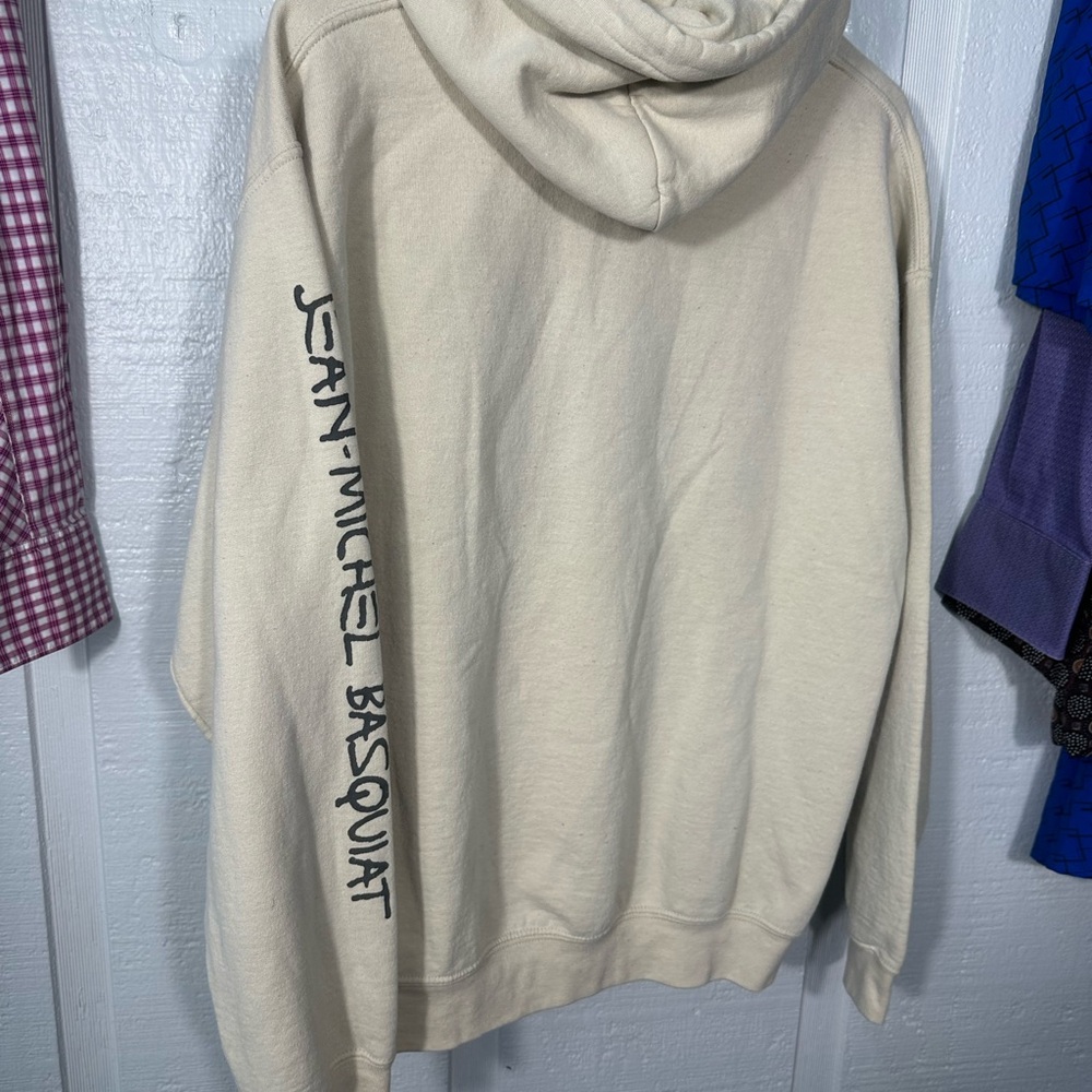Jean-Michel Basquiat Men’s Beige Hoodie Red Kings Art to Wear Size Medium EUC - Picture 5 of 6